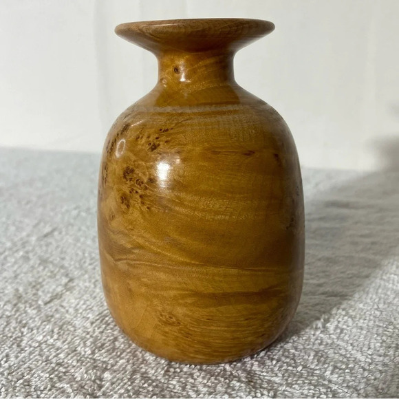 Vintage Hand Turned Burl Wood Vase - Picture 9 of 13
